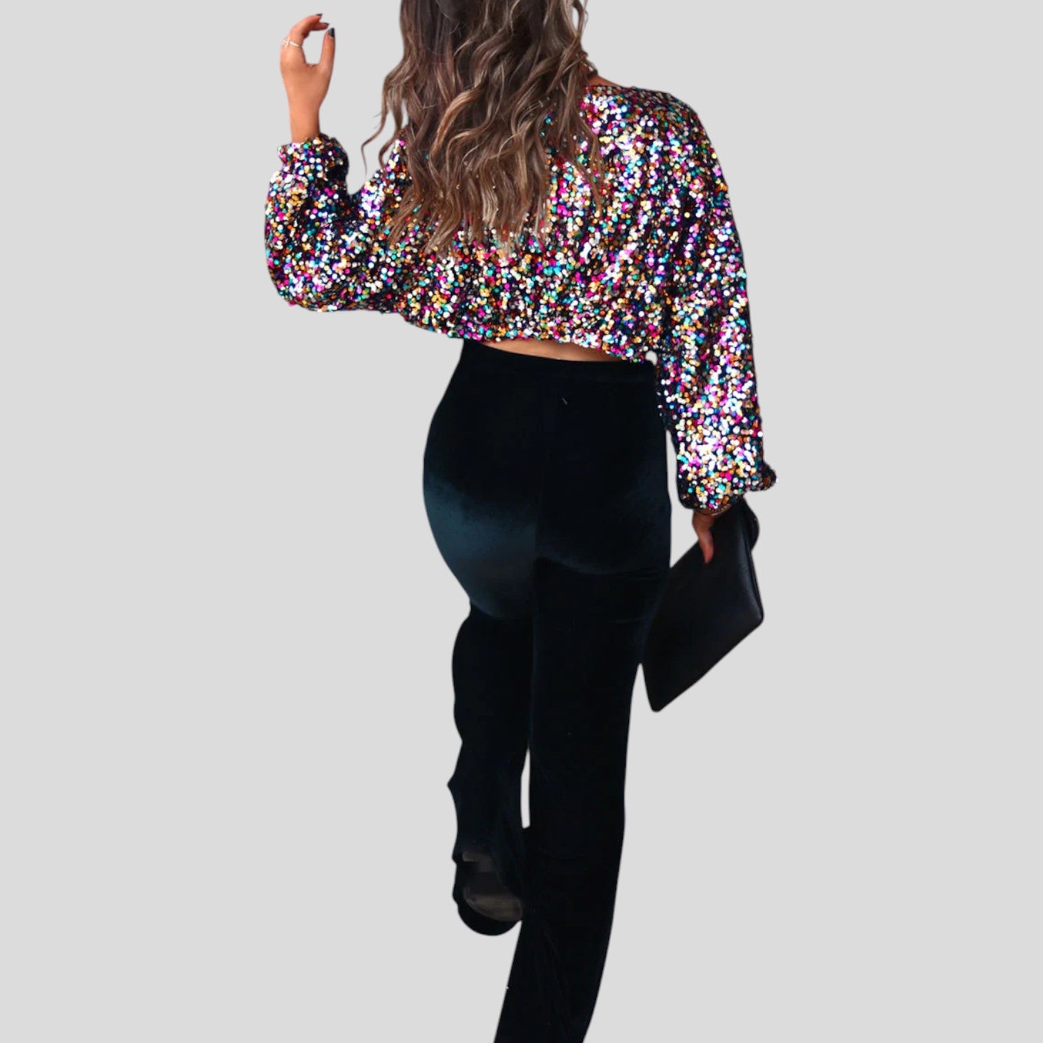 Nina™ | Street patchwork sequins o-neck tops