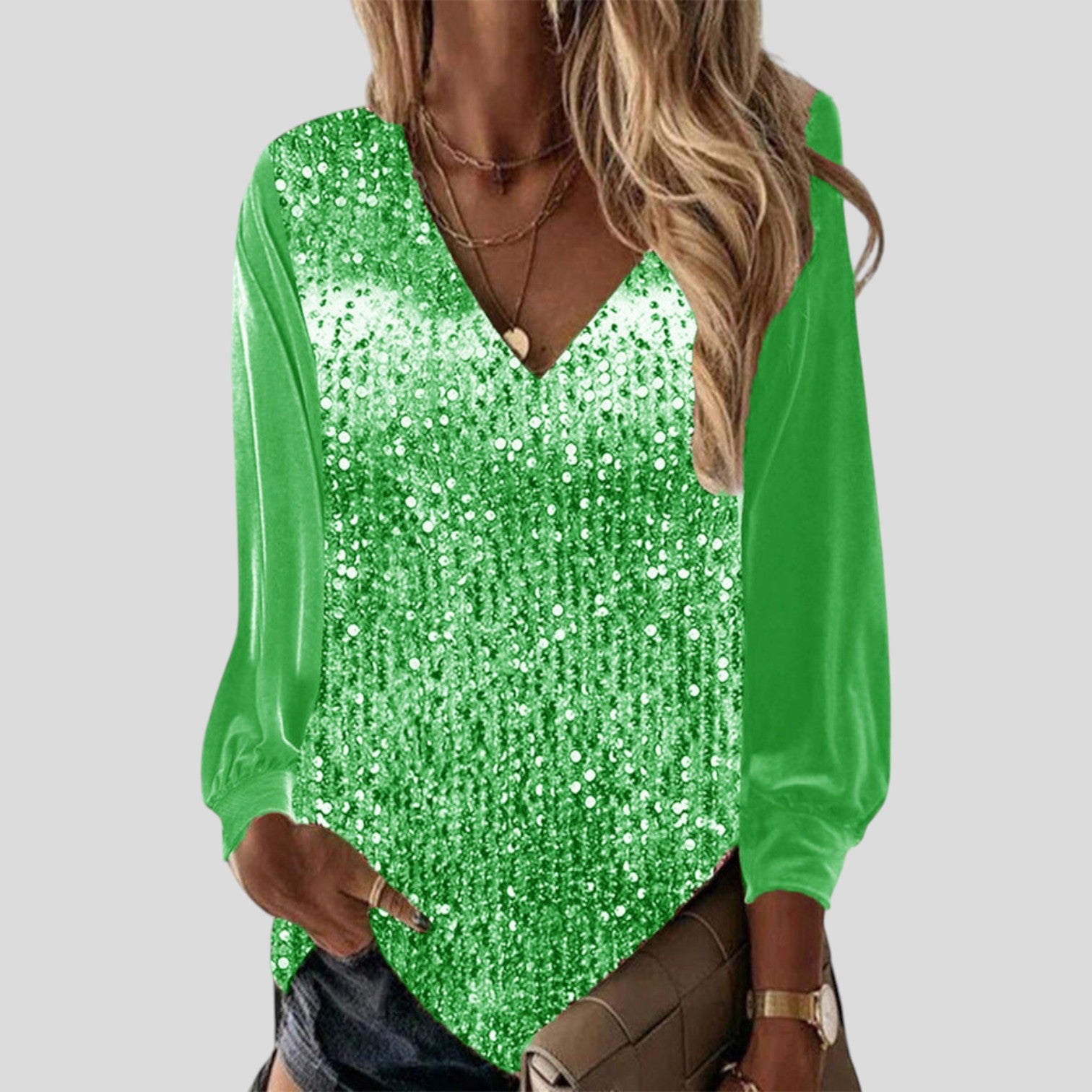 Tessa™ | Loose sequin long-sleeve blouse