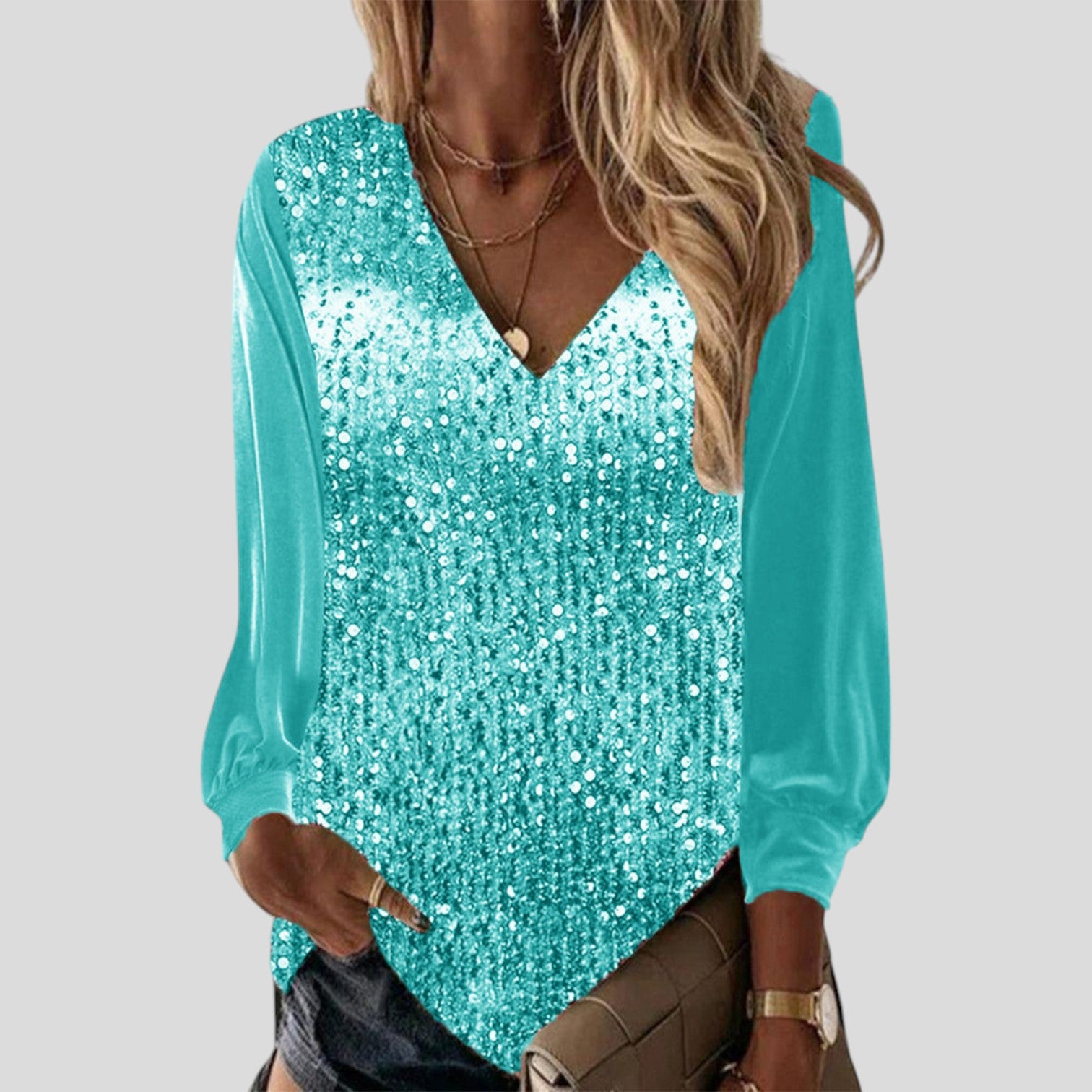 Tessa™ | Loose sequin long-sleeve blouse
