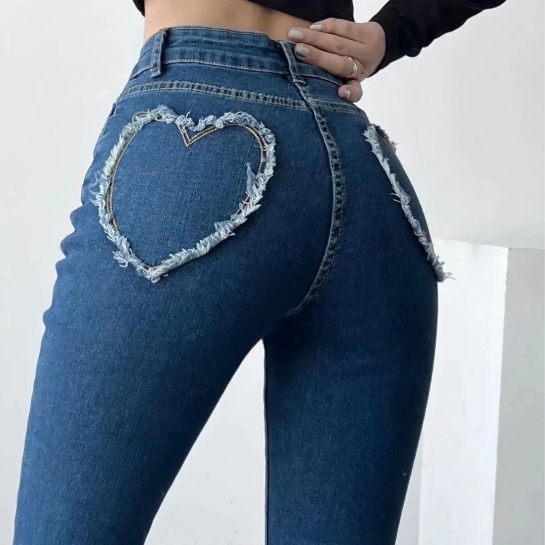 Cambria™ | High-Waisted Heart Fringe Jeans