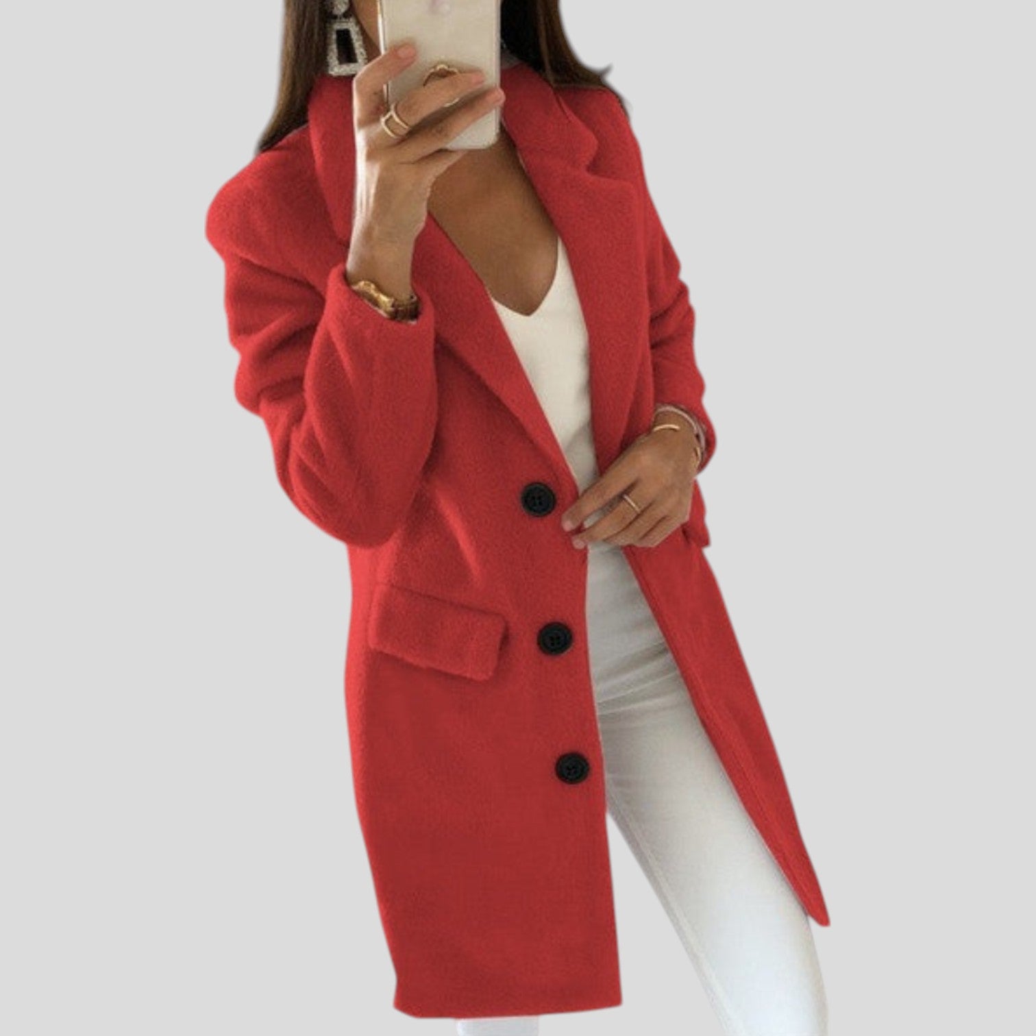 Elise™ | Stylish warm winter wool trench coat
