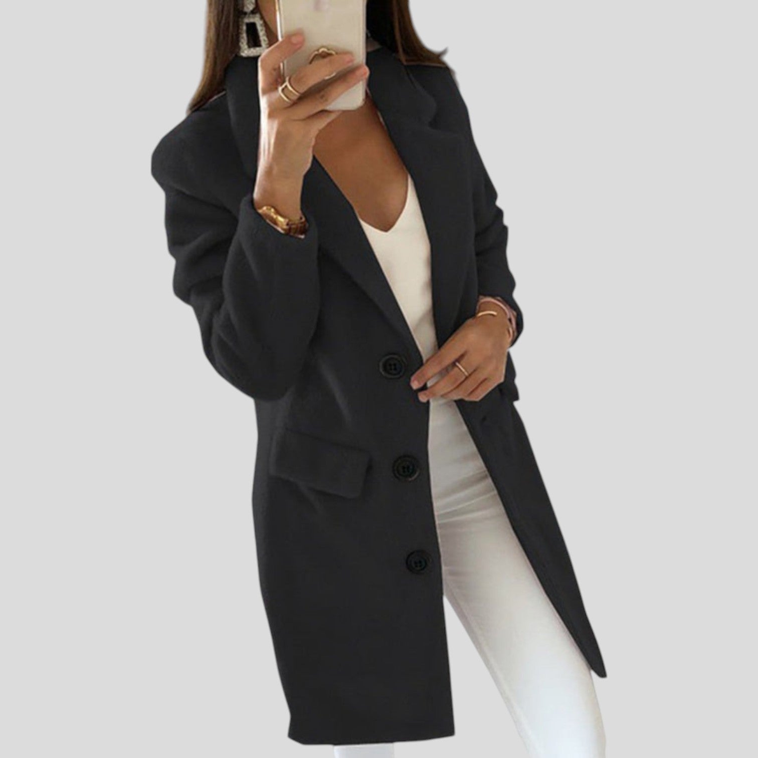 Elise™ | Stylish warm winter wool trench coat