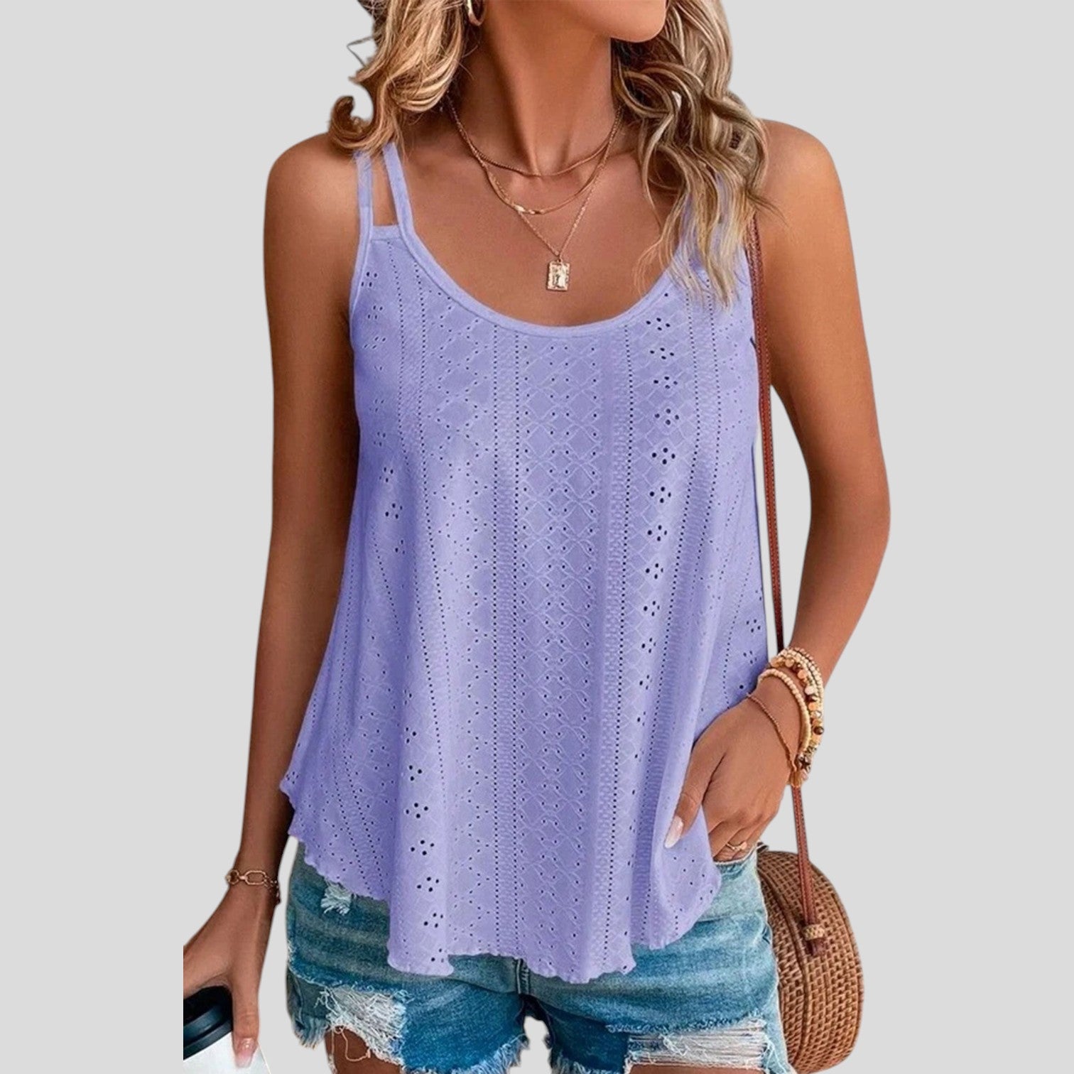 Piper™ | Eyelet strappy scoop tank top
