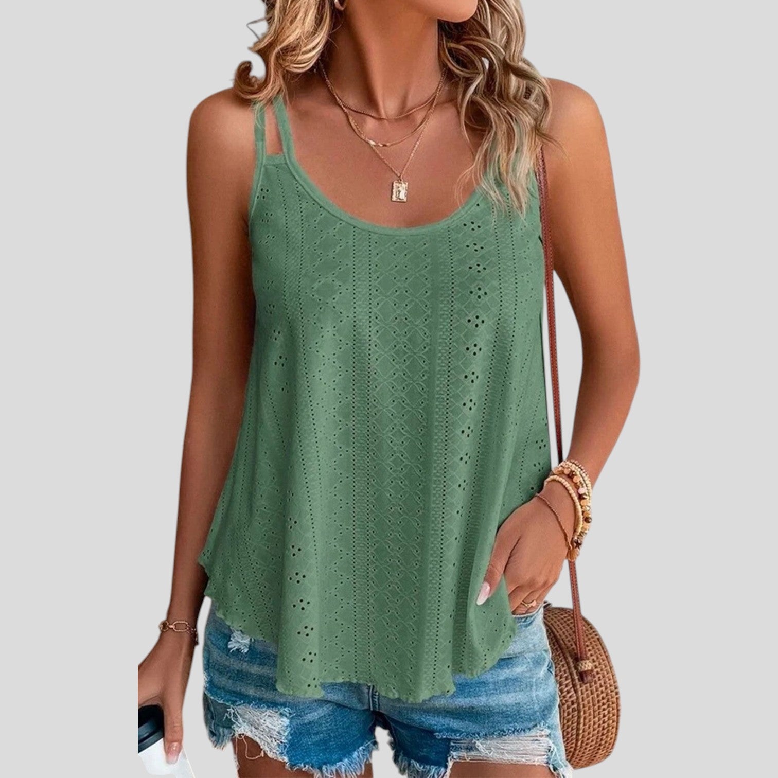 Piper™ | Eyelet strappy scoop tank top
