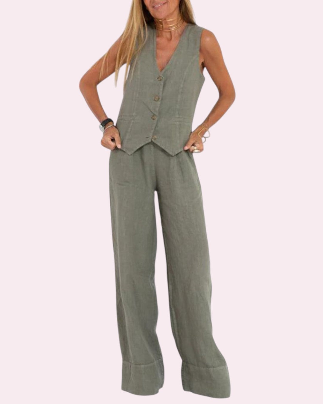 Liora™ | Chic Vest Wide Pant Set