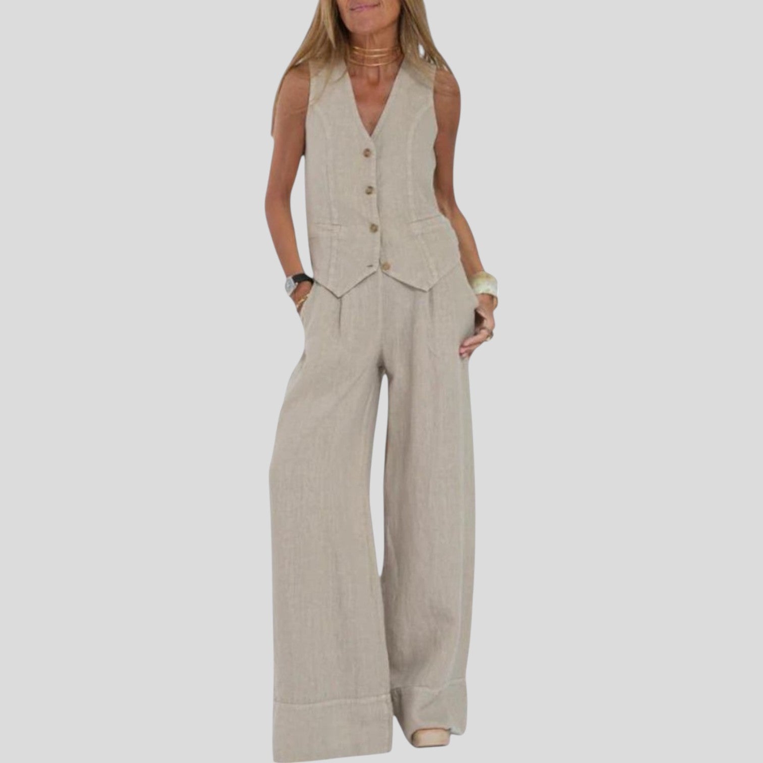 Liora™ | Chic Vest Wide Pant Set