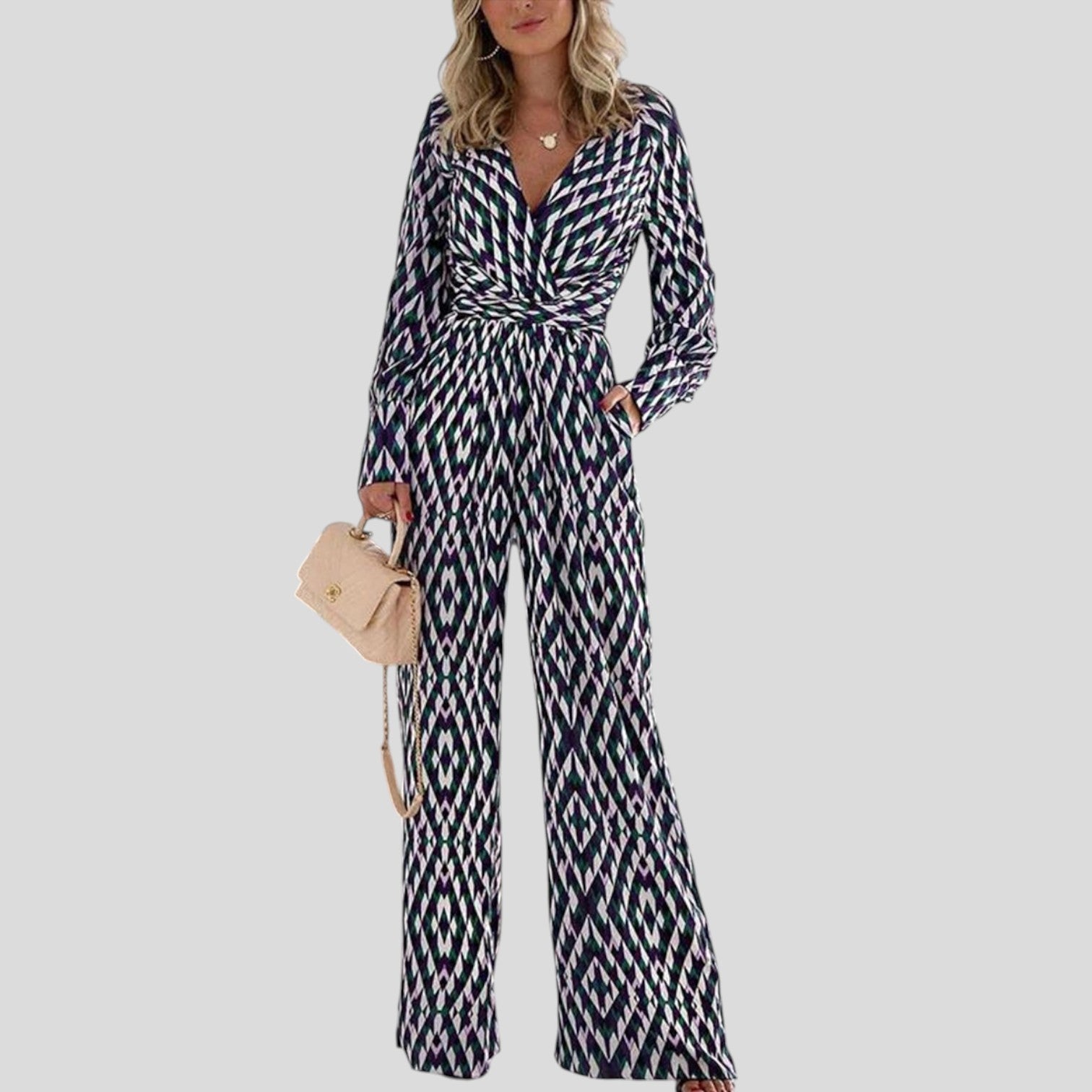 Kaia™ | Bold V-Neck Printed Jumpsuit