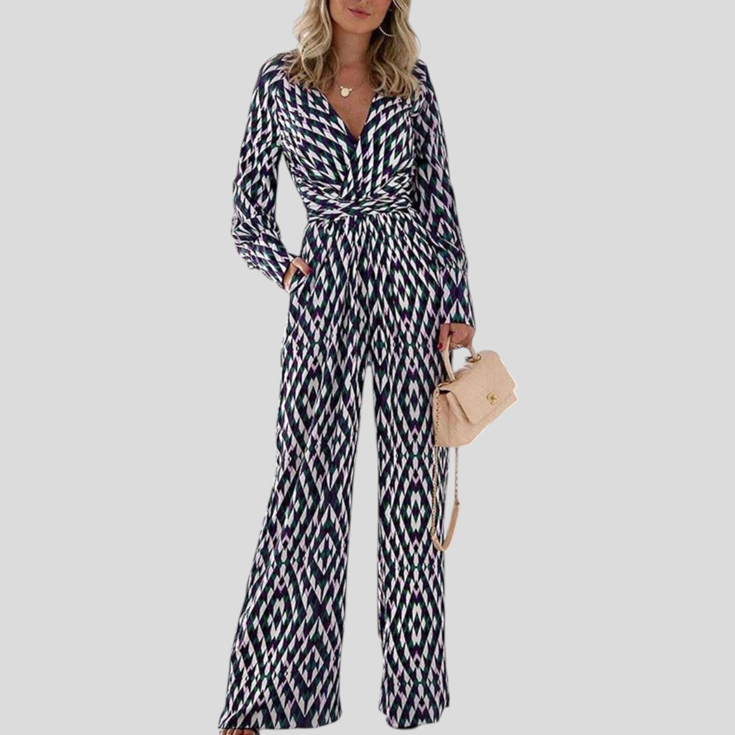 Kaia™ | Bold V-Neck Printed Jumpsuit