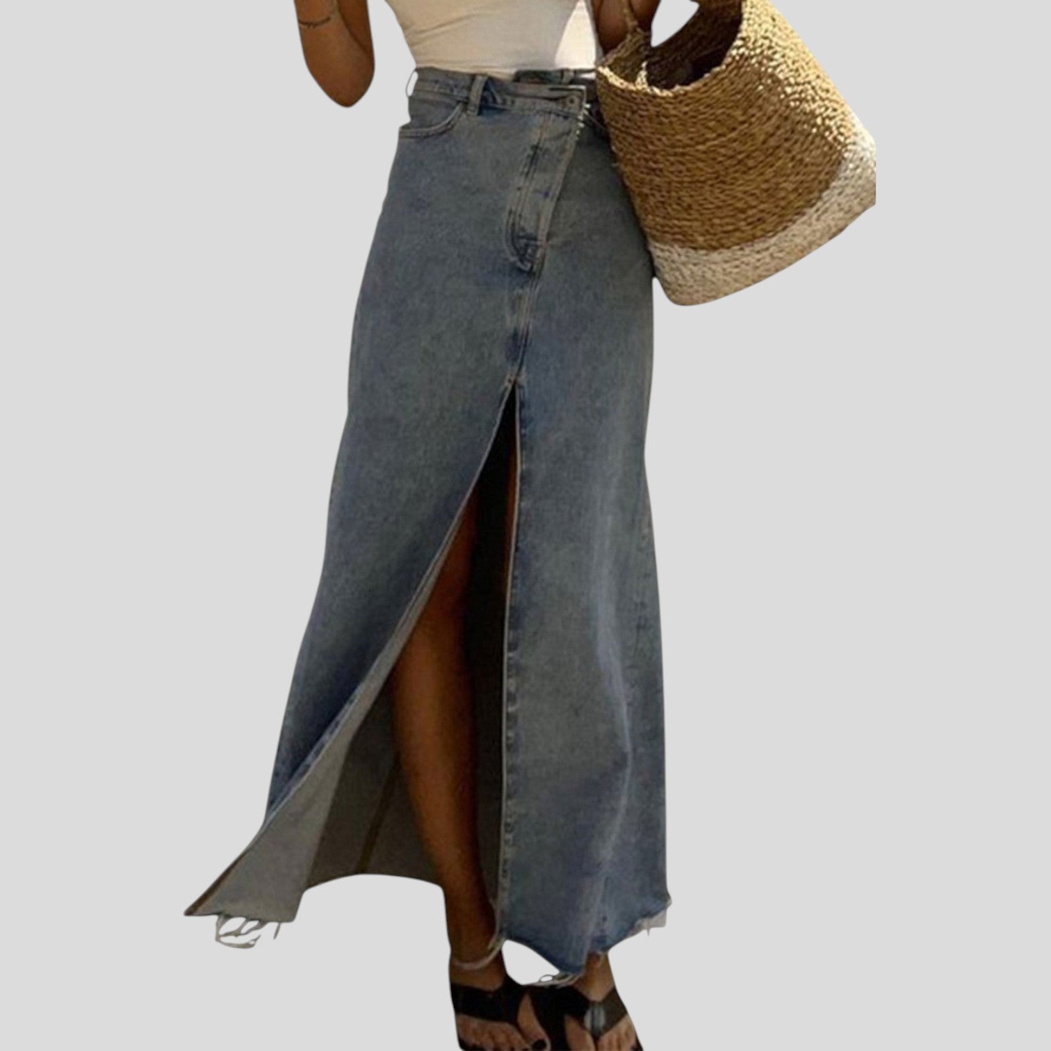 Delilah™ | High waist slit denim skirt