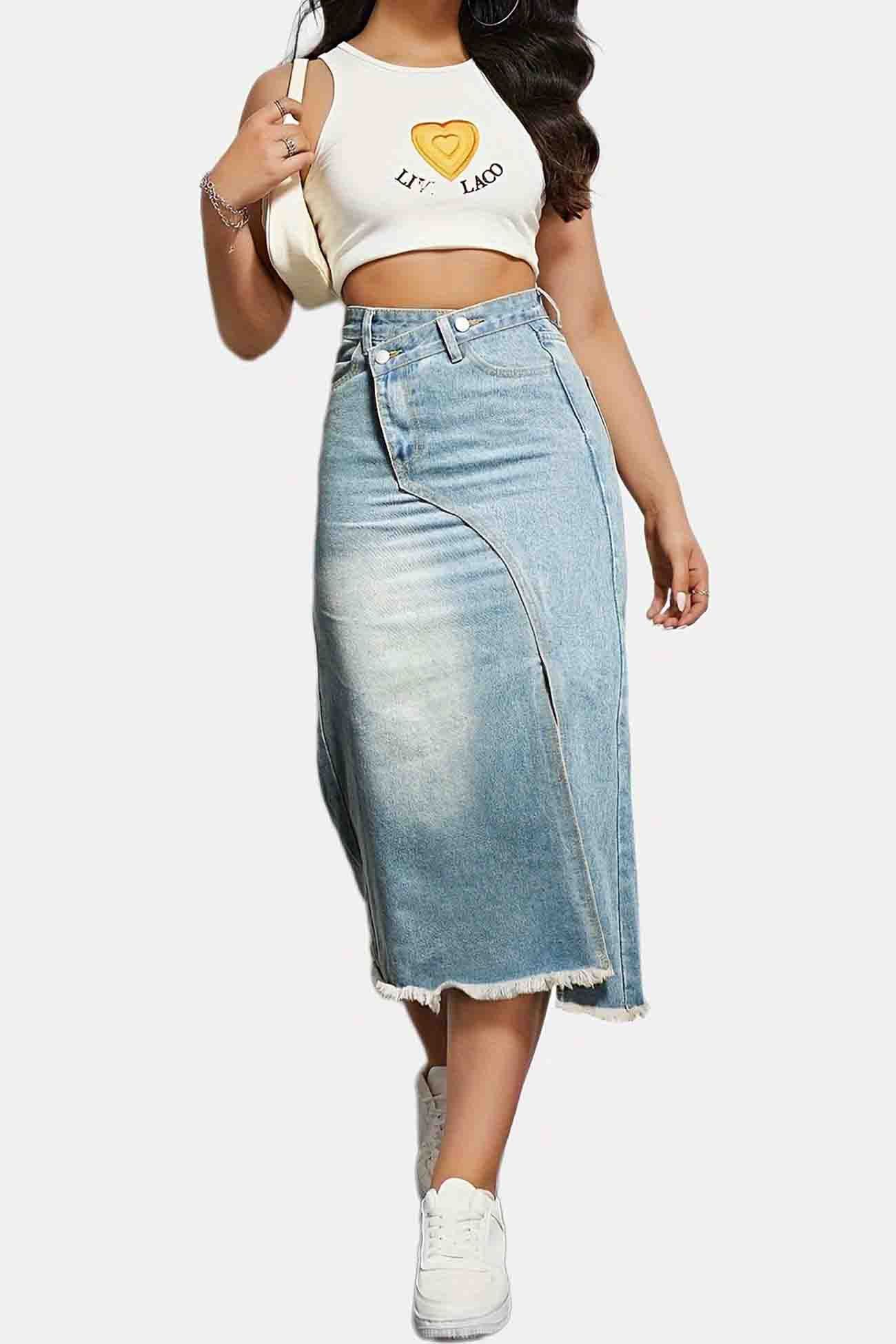 Mira™ | Denim midi skirt