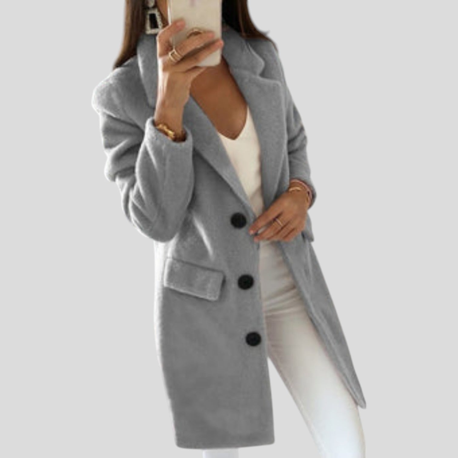 Elise™ | Stylish warm winter wool trench coat