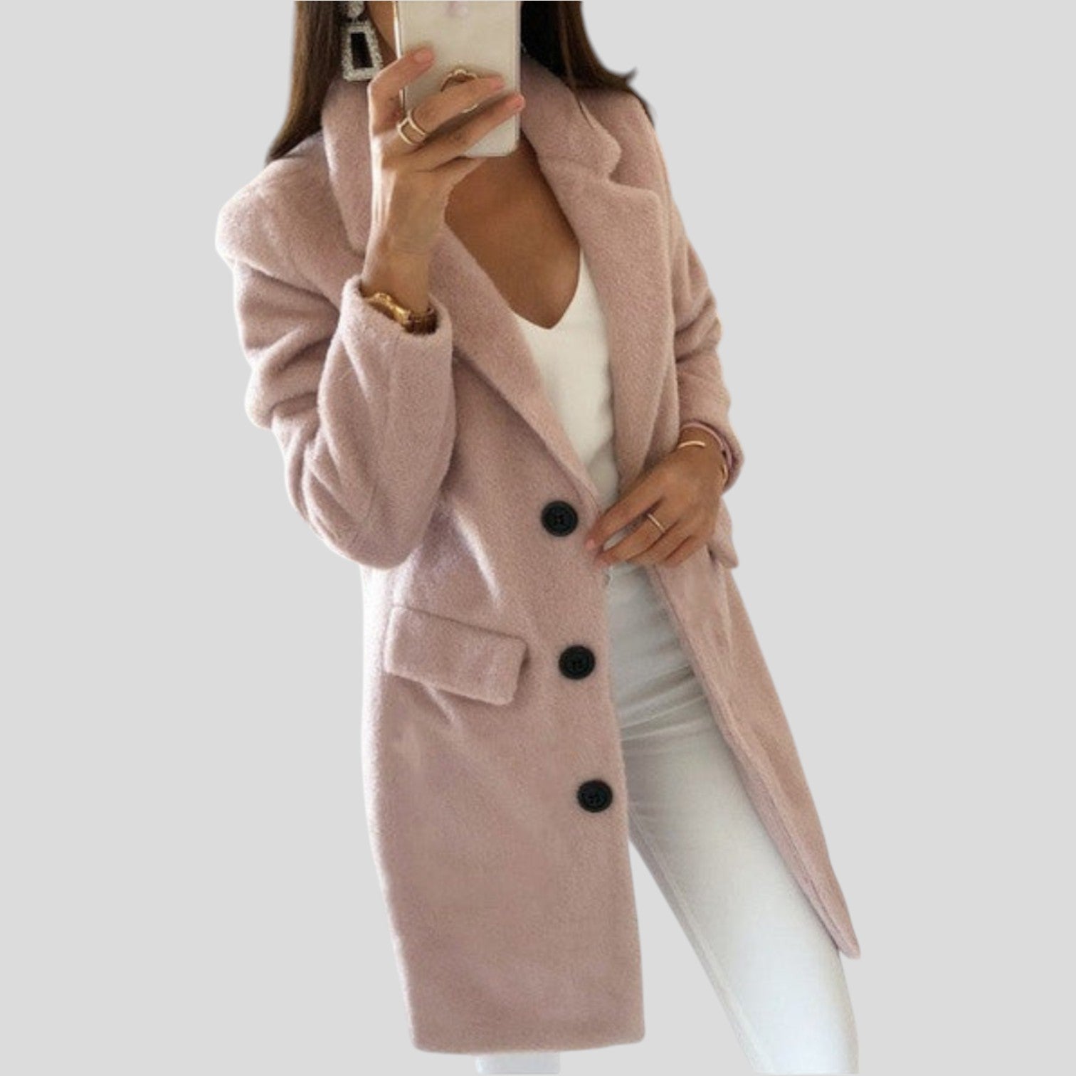Elise™ | Stylish warm winter wool trench coat