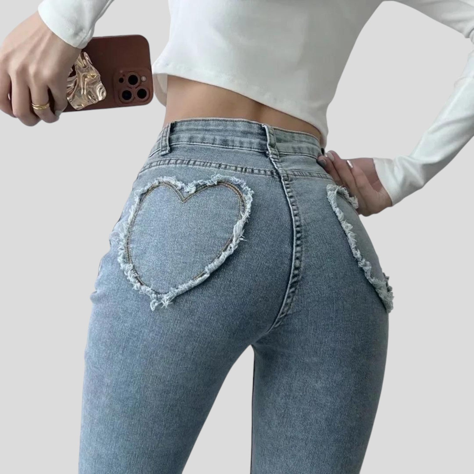 Cambria™ | High-Waisted Heart Fringe Jeans