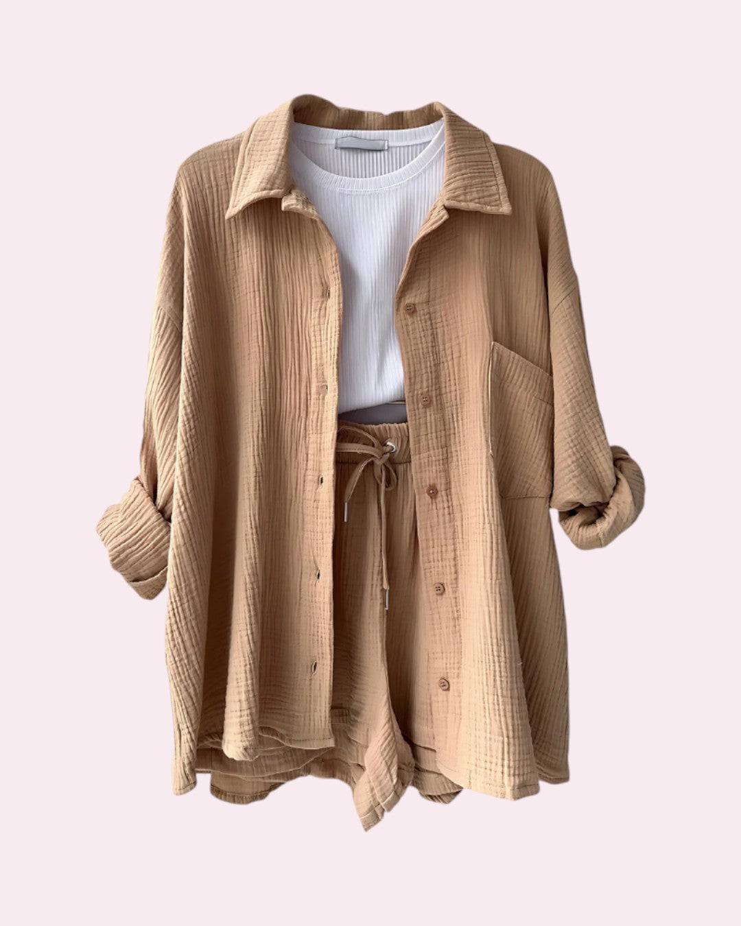 Selene™ | Textured Button-Up Short Set