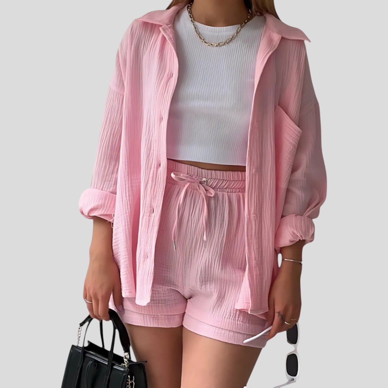Selene™ | Textured Button-Up Short Set