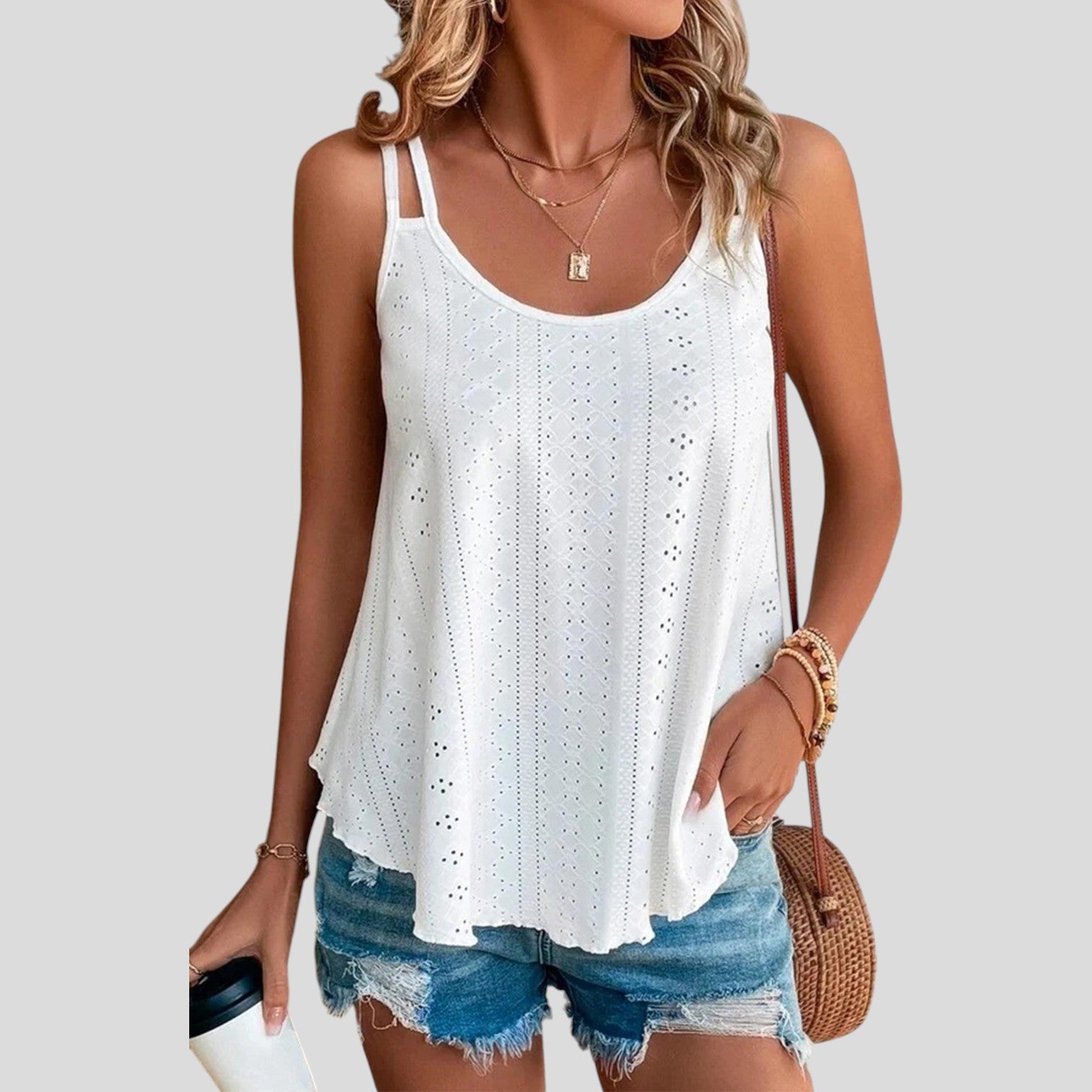 Piper™ | Eyelet strappy scoop tank top