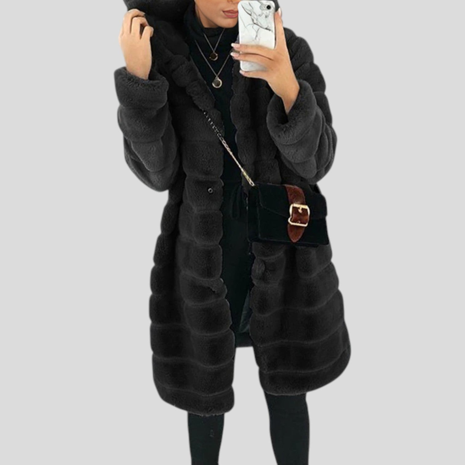 Diana™ | Thick warm faux fur coat with hood