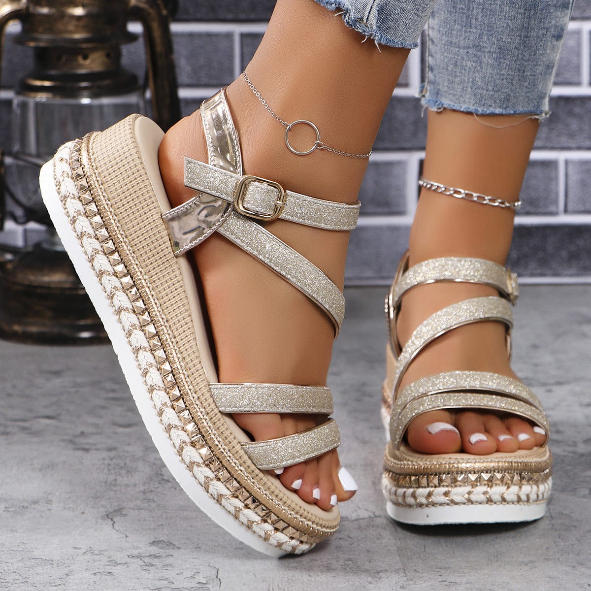 Tahlia™ | Glitter Platform Orthopedic Sandals