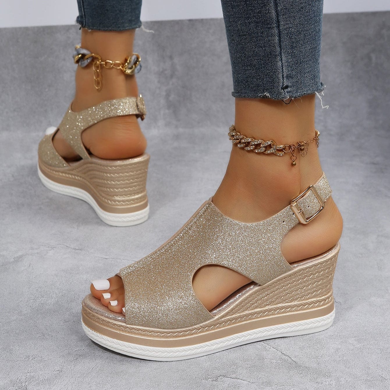 Isolde™ | Orthopedic Glitter-Finish Sandals