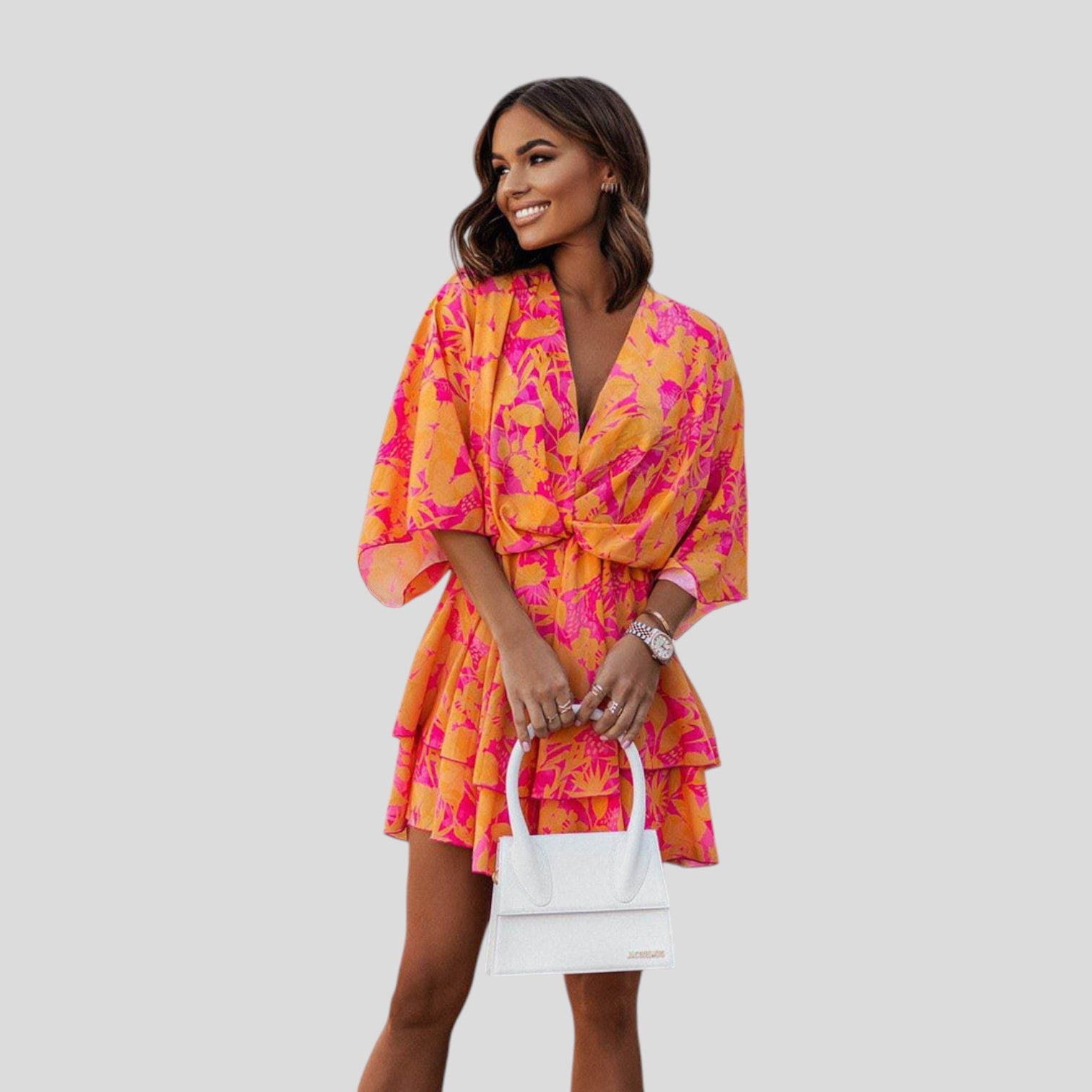 Liora™ | Elegant V-Neck Mini Dress