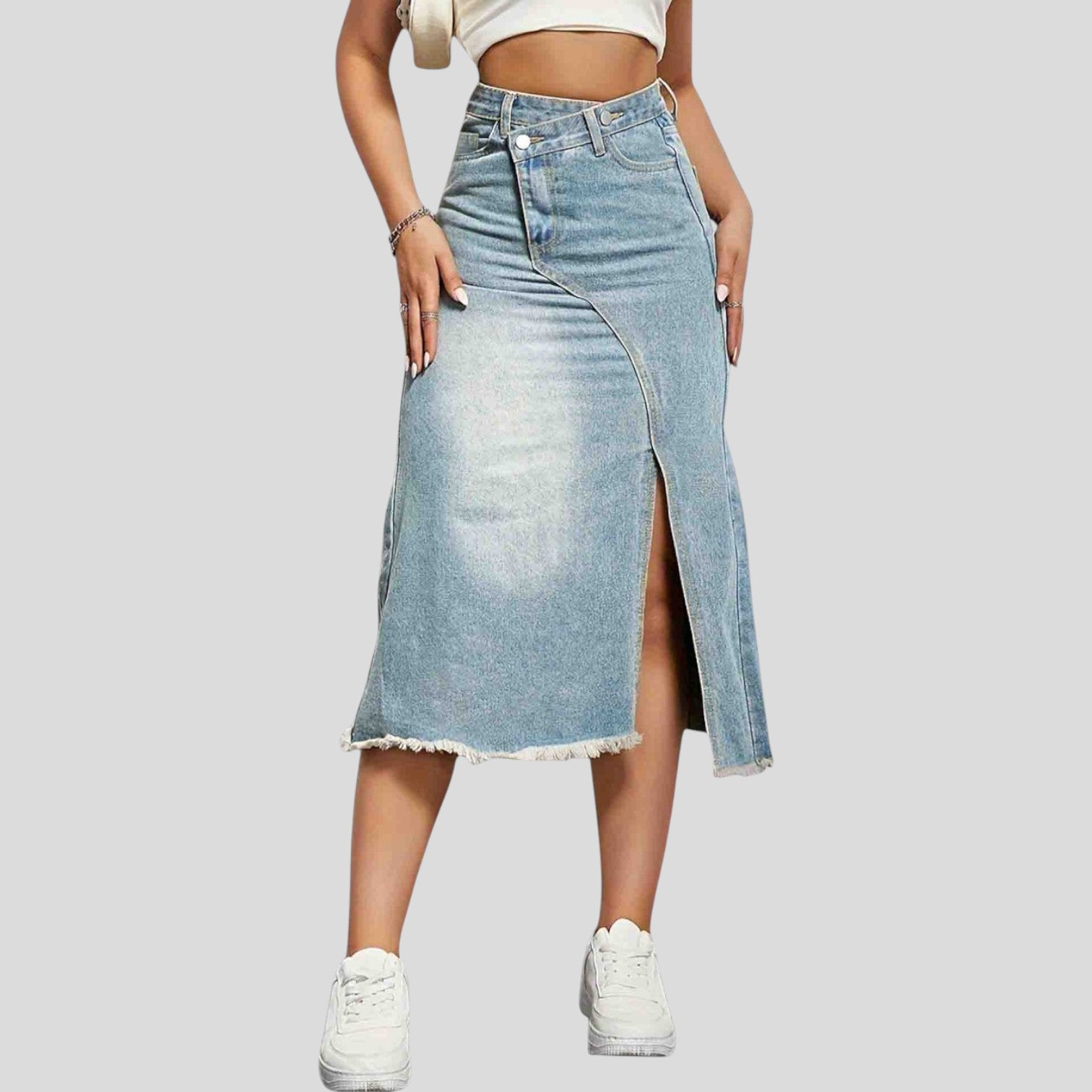 Mira™ | Denim midi skirt