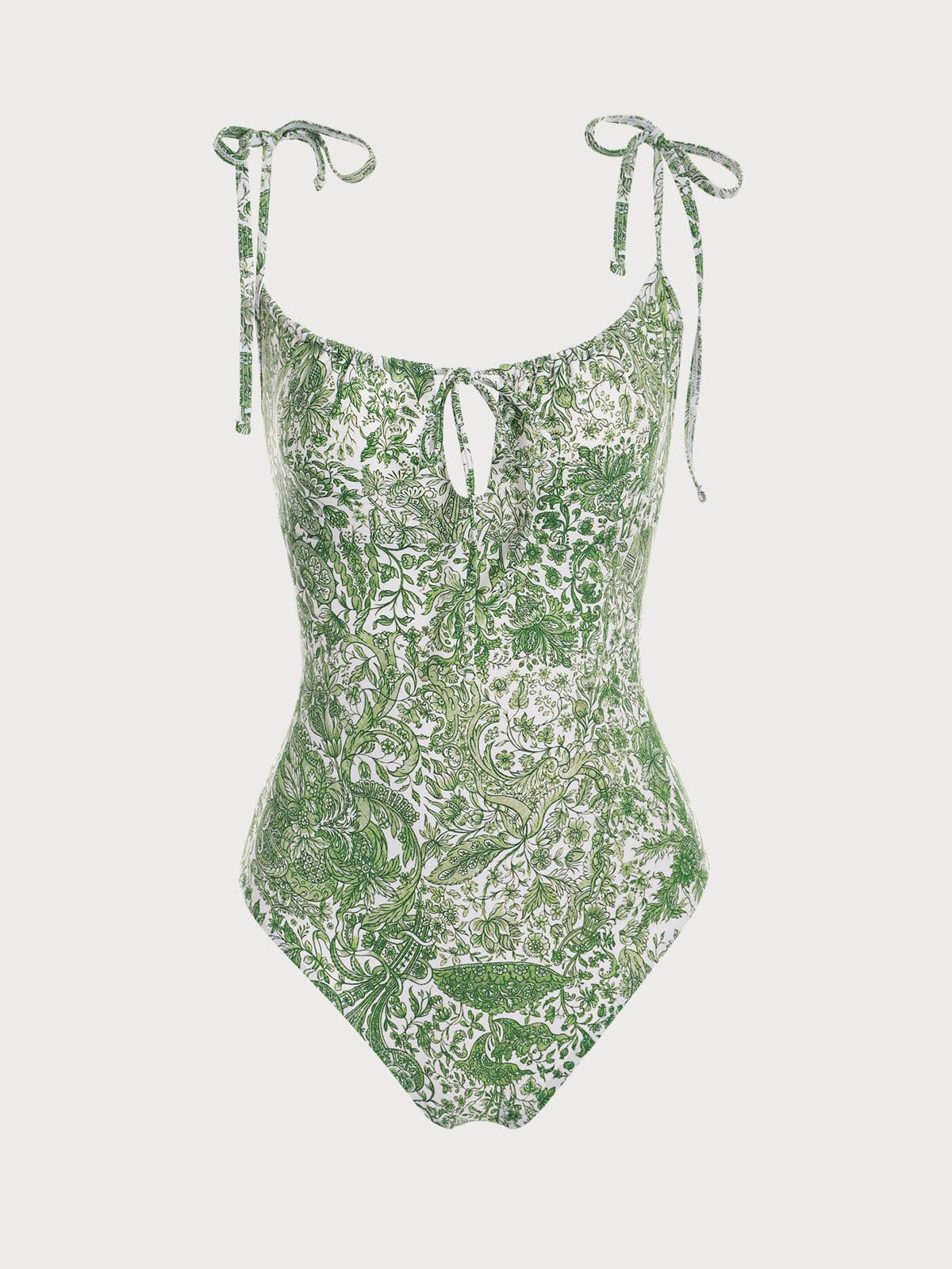 Elara™ | Retro Floral Drawstring Ruched One-Piece Swimsuit